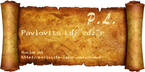 Pavlovits Lázár névjegykártya